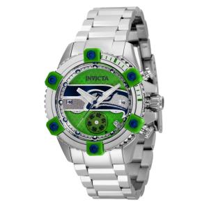 Relógio Feminino de Quartzo NFL Seattle Seahawks, Invicta 35520, Prata e Verde