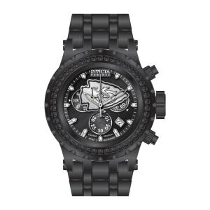 Relgio masculino reserva NFL Kansas City Chiefs Swiss Ronda Z60 calibre com mostrador madreprola - 52 mm. Preto 44920