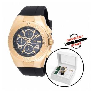 Relógio Masculino TechnoMarine Cruise Original com Mostrador de Madrepérola 43mm, Preto, Branco, Verde e Pulseira Intercambiável TM124030
