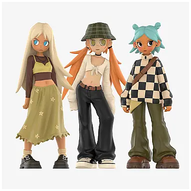 Conjunto de Três Figurinhas Estilo