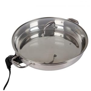 Frigideira Elétrica XL 40 cm CucinaPro 1810 em Inox c/ Tampa de Vidro e Alça, Redonda c/ Sonda de Temperatura Ajustável