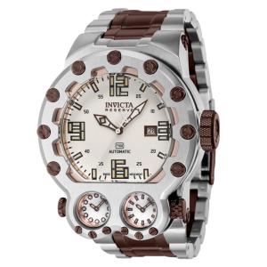 Relgio masculino reserva Magnum Tria Swiss Ronda R150 calibre automtico - 52 mm. Ao. Marrom 37560
