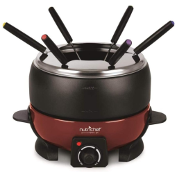 Panela de Fondue Elétrica 1,8 L 6 Garfos, NUTRICHEF PKFNMK23, Vermelho