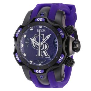 Relógio feminino Invicta Reserve MLB Colorado Rockies 44,, preto, roxo 41870