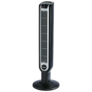 Ventilador de Torre Elétrico Portátil com Ionizador de Ar Fresco, Timer e Controle Remoto para Uso Interno, 2505 Lasko,Preto