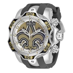 Relgio masculino calibre NFL New Orleans Saints Swiss Ronda Z60 - 52,5 mm. Ao. Preto 33080