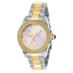 Relgio feminino anjo com mostrador em madreprola - 34 mm. Ao. Ouro 28480