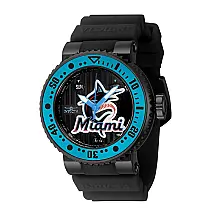 Relgio Invicta MLB Miami Marlins - 40mm Preto, perfeito para fs de beisebol e estilo unissex.