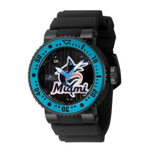 Relgio Invicta MLB Miami Marlins - 40mm Preto, perfeito para fs de beisebol e estilo unissex.