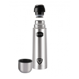 Garrafa Térmica para Água 500mL em Aço Inoxidável de Parede Dupla com Bolsa Térmica, Cello, Prata