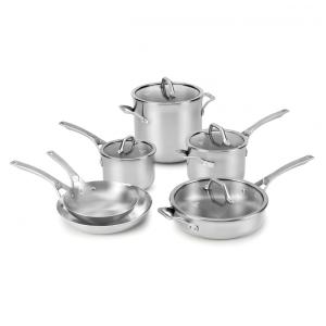 Conjunto de Panelas e Frigideiras em Aço Inoxidável, 10 Peças, CALPHALON 1950766, Prateado