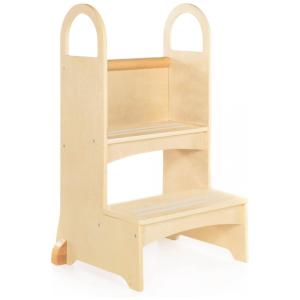 Banqueta Dois Degraus Guidecraft High-Rise Step-Up Natural Madeira Bétula Com Pegadores e Degraus Antiderrapantes