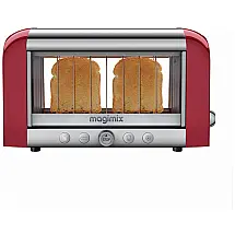 Torradeira Elétrica 2 Fatias com 4 Níveis de Tostagem Função Descongelar e Bandeja de Migalhas Removível, 110V 1450W, Magimix, Vermelha