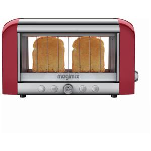 Torradeira Elétrica 2 Fatias com 4 Níveis de Tostagem Função Descongelar e Bandeja de Migalhas Removível, 110V 1450W, Magimix, Vermelha