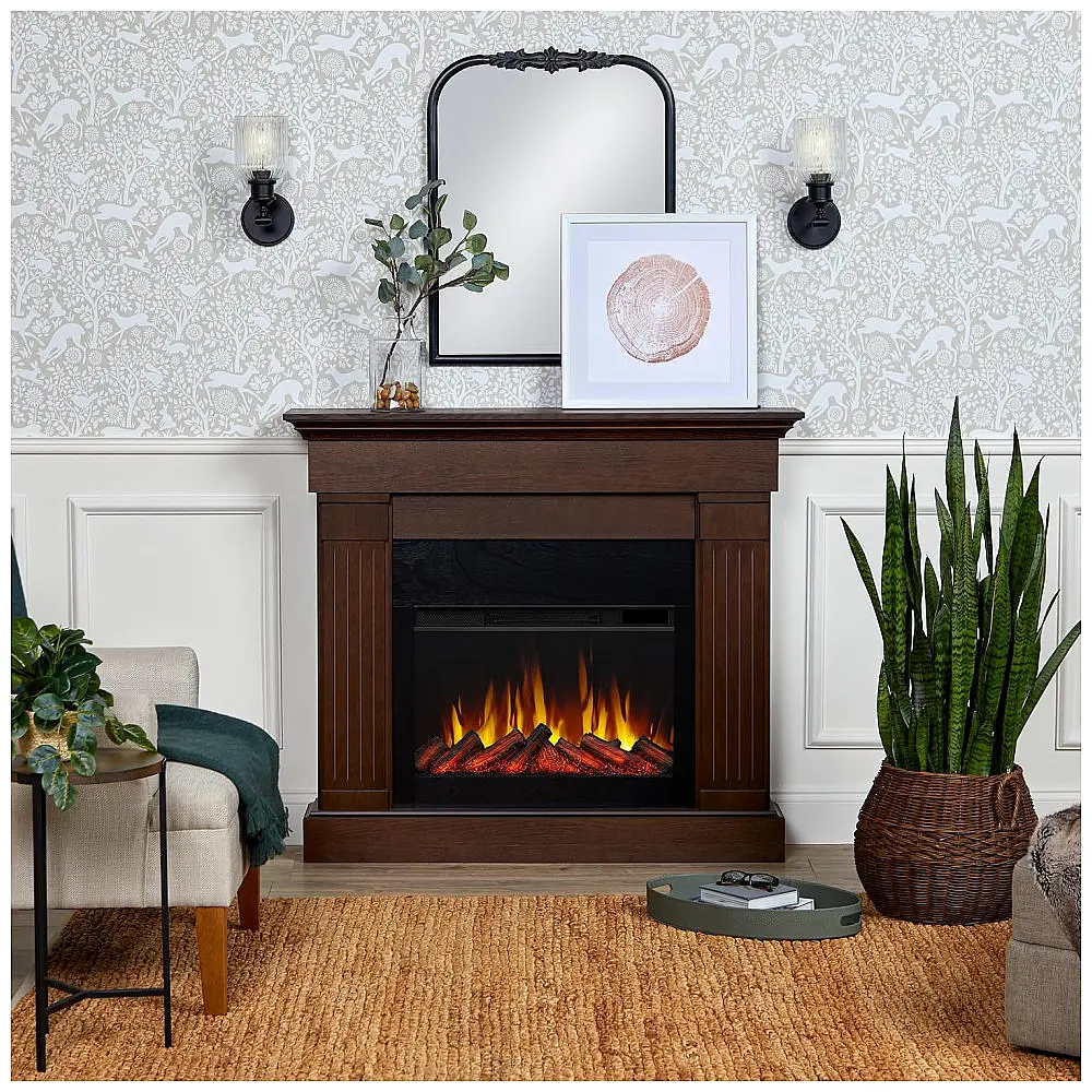 Lareira Elétrica Real Flame 121x107cm 1500W Madeira Chamas 6 Cores Portátil 110V — foto 2