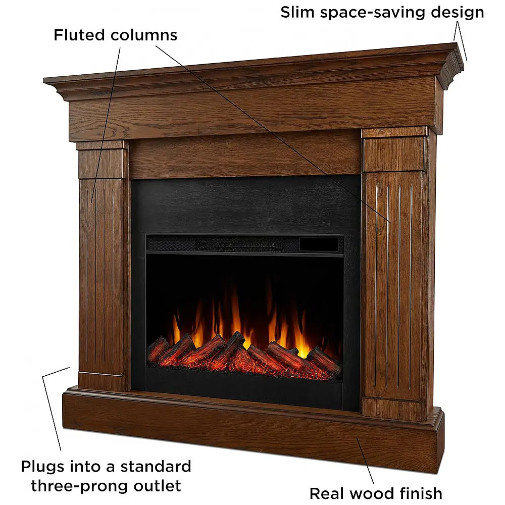 Lareira Elétrica Real Flame 121x107cm 1500W Madeira Chamas 6 Cores Portátil 110V — foto 3