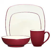 Aparelho de Jantar de Cerâmica Clássica e Durável para o Dia a Dia com 4 Peças, Formato Quadrado e Material de Cerâmica, Noritake 8045-04P