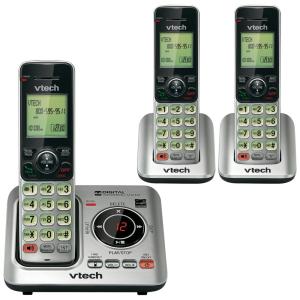 Telefone sem Fio 3 DECT 6.0 com 3 Handsets, VTECH CS6629 3, Preto