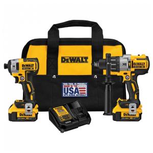 Kit Chave de Impacto DCF887 e Furadeira DCD996 com 2 Baterias, Carregador e Bolsa de Transporte, DEWALT DCK299M2, Amarelo