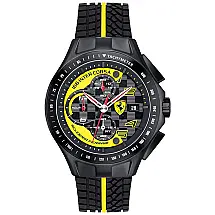 Relógio de Pulso Unissex Race Resistente a Pulseira de Borracha Texturizada, FERRARI, Preto