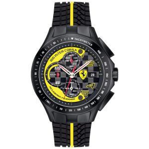 Relógio de Pulso Unissex Race Resistente a Pulseira de Borracha Texturizada, FERRARI, Preto