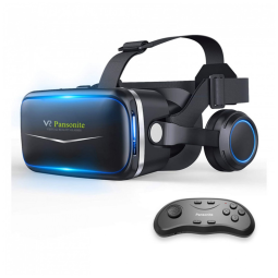 Óculos VR Realidade Virtual com Fone de Ouvido e Controle, PANSONITE A10 IP01CB 3, Preto