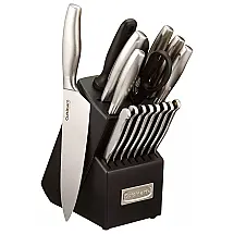 Conjunto de Facas com Afiador Embutido e Bloco de Bancada 17 Peças, CUISINART C77SS 17P, Prateado