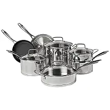 Jogo de Panelas Profissional em Aço Inoxidável com 11 Peças e Tampas FlavorLock de Vidro Temperado, Cuisinart 89-11, Prata