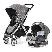Carrinho de Bebê Travel System Dobragem com Uma Mão com Porta-Copos, Chicco Bravo Trio, Cinza