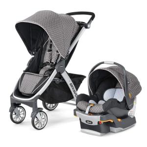 Carrinho de Bebê Travel System Dobragem com Uma Mão com Porta-Copos, Chicco Bravo Trio, Cinza