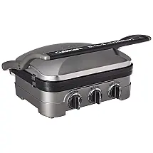 Churrasqueira Elétrica, 5 em 1, para 4 pessoas, 1500 W, prata, 110v, CUISINART GR 4N, Cinza