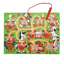 Quebra Cabeça Infantil de Madeira, Tema Labirinto de Números com Varinha Magnética para Crianças Acima de 3 Anos, Melissa & Doug
