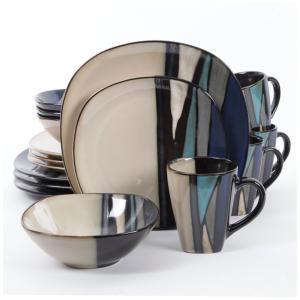 Aparelho de Jantar com 16 Peças em Cerâmica Serve 4 Pessoas, Gibson Elite Althea, Azul