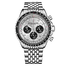 Relgio RaceWay 1010 44mm com crongrafo japons, acabamento prata e design moderno da Stuhrling