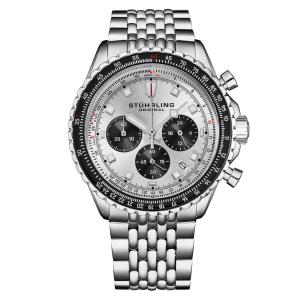 Relgio RaceWay 1010 44mm com crongrafo japons, acabamento prata e design moderno da Stuhrling