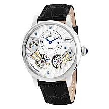 Relógio Sagittarian 740 Automático 45mm com Mostrador Prateado e Pulseira de Couro Preta - Stuhrling