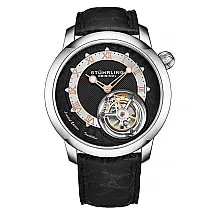 Relógio Masculino Stuhrling Eclipse 390 Turbilhão Edição Limitada 43mm Mostrador Preto