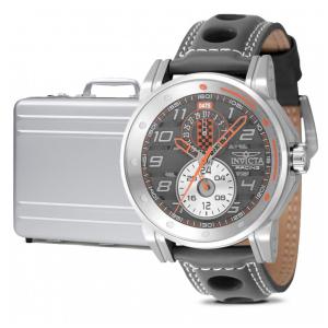 Conjunto Masculino Invicta Racing 46mm Branco e Cinza com Maleta de Alumínio para Relógios Invicta 18 Slots, Prateado B20240101