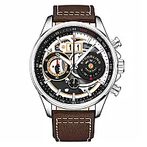 Relógio Masculino Stuhrling Aviador 4010 Quartzo 45mm com Cronógrafo, Marrom