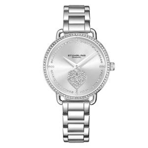 Relgio Stuhrling Valentina 3910 prata 38mm com pulseira em ao inoxidvel e fivela de implantao