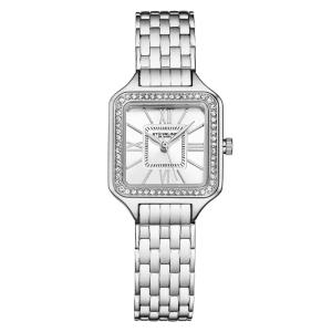 Relgio Stuhrling Confidant Square Crystal 27mm 4020 Classic, Prateado com Pulseira Prateada