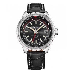 Relógio Global Voyager 1014 GMT 42mm - Preto Azeviche, Stuhrling: Cronômetro Mundial e Estilo Sofisticado.