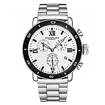 Relógio Cronógrafo Stuhrling Dualmode 48mm, Mostrador Branco, Design Moderno e Resistente
