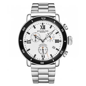 Relógio Cronógrafo Stuhrling Dualmode 48mm, Mostrador Branco, Design Moderno e Resistente