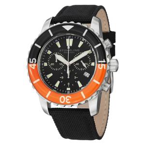Relógio Masculino Felucca II 3267 com Mostrador Preto, Pulseira de Couro e Fivela Tang em Prata - Stuhrling