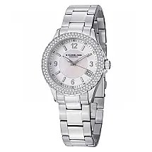 Relógio de Pulso Stuhrling Íris 887 com Mostrador Branco e Pulseira de Aço Inoxidável Prateado - 36mm Clássico