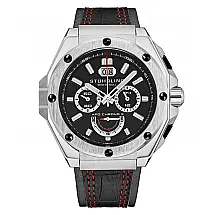Relógio APO Chrono X 1018: Mostrador Preto, Pulseira e Moldura Preta e Prateada de 44mm - Stuhrling.
