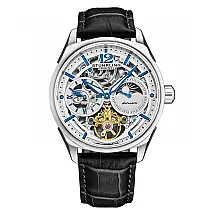 Relógio Vanguard 1019 Automático Dual Time 42mm com Mostrador Prateado e Pulseira Preta - Stuhrling.