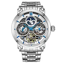 Relógio Masculino Stuhrling Luciano Automático 46mm Prata, Aço Inoxidável, Design Clássico