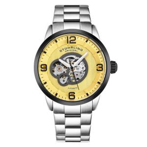 Relógio Delphi 648B Automático de 42mm com Mostrador Champanhe e Pulseira de Aço Inoxidável Prateado da Stuhrling.